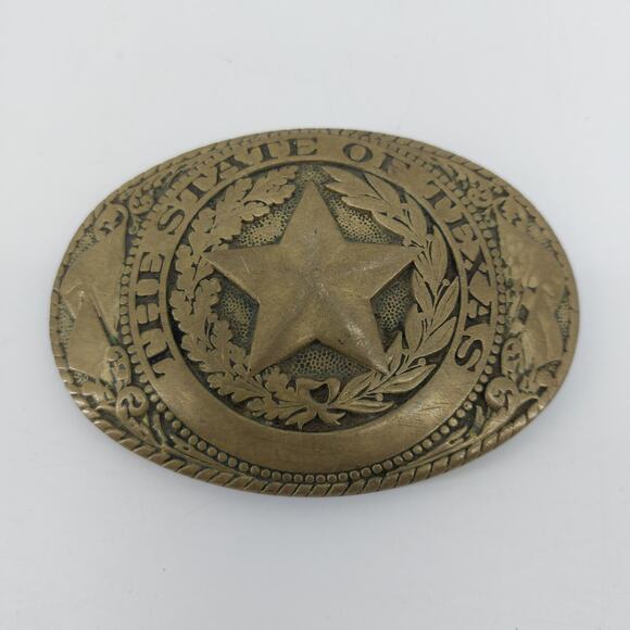 Tony Lama The State of Texas Brass Tony Western Belt Buckle - Picture 12 of 12